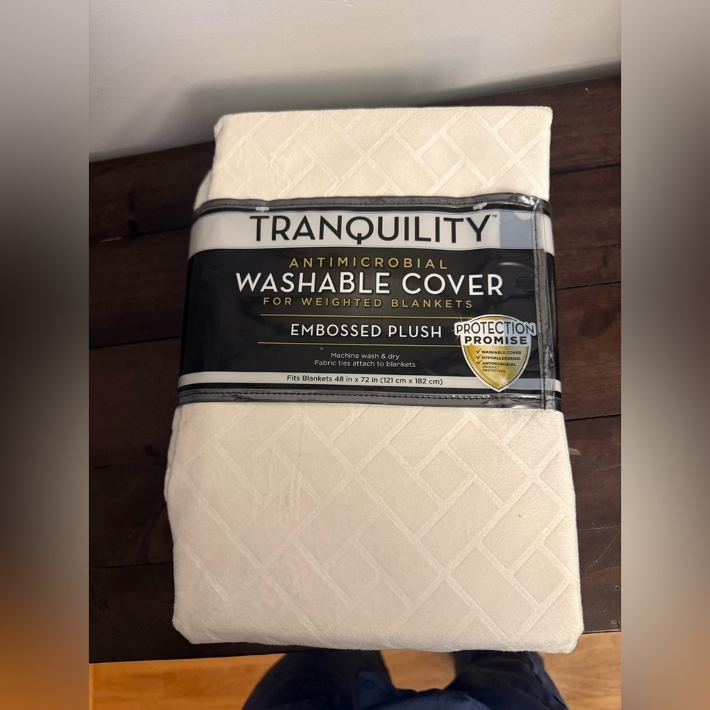 Tranquility Antimicrobial Weighted Blanket Cover – Ivory (48” x 72”) ✨